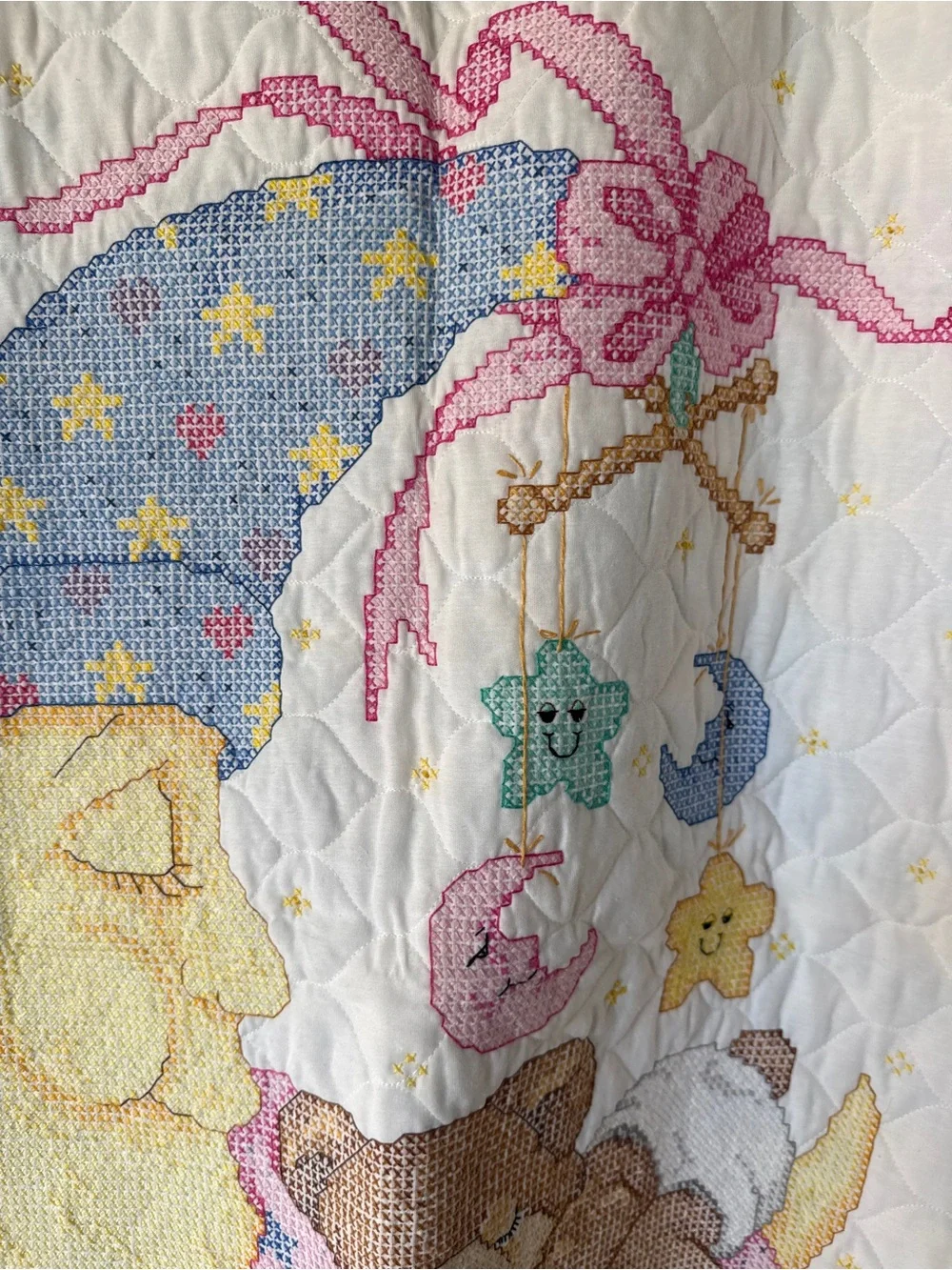 Vintage 1999 Bucilla Stamped cross stitch Mr.Moon and Me Crib size Baby Moon